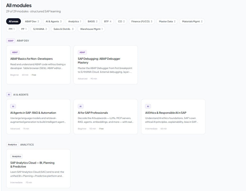 Modules screenshot